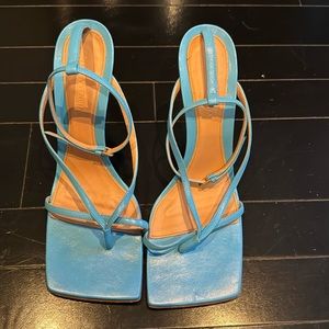 COPY - Blue bottega stretch heeled leather sandal